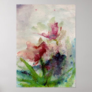 rose butterflies poster