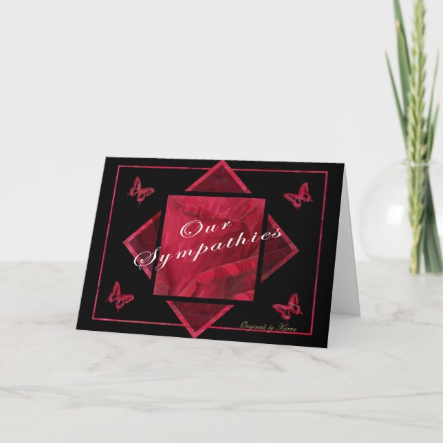Rose-Butterfly Sympathy -customise Card (Front)