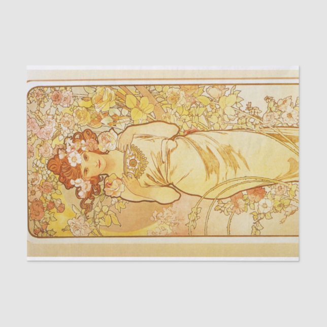 Rose by Alphonse Mucha Tissue Paper (Front)