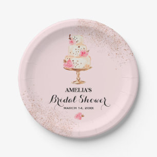 Rose Cake Tea Party Bridal Shower Paper Plates