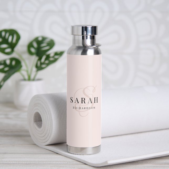 Rose Calligraphy Custom Name Feminine Water Bottle (Yoga)