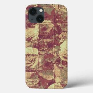 Rose camouflage pattern on tiled wall background iPhone 13 case