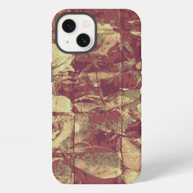 Rose camouflage pattern on tiled wall background iPhone case (Back)