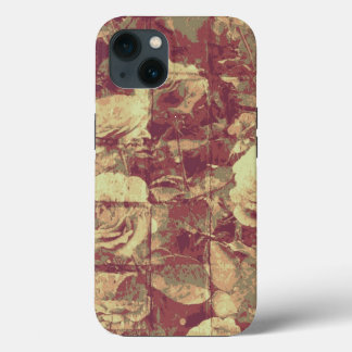 Rose camouflage pattern on tiled wall background iPhone 13 case