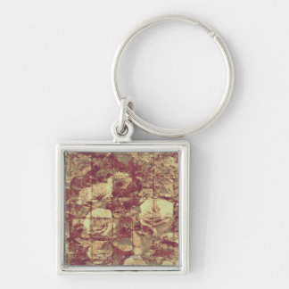 Rose camouflage pattern on tiled wall background key ring
