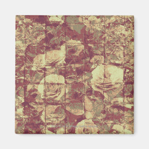 Rose camouflage pattern on tiled wall background magnet