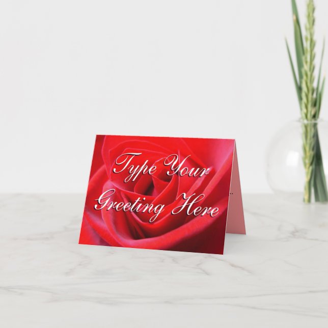 Rose Card Red Rose Custom Greeting Card (Front)