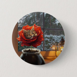 Rose Cat Dream  6 Cm Round Badge