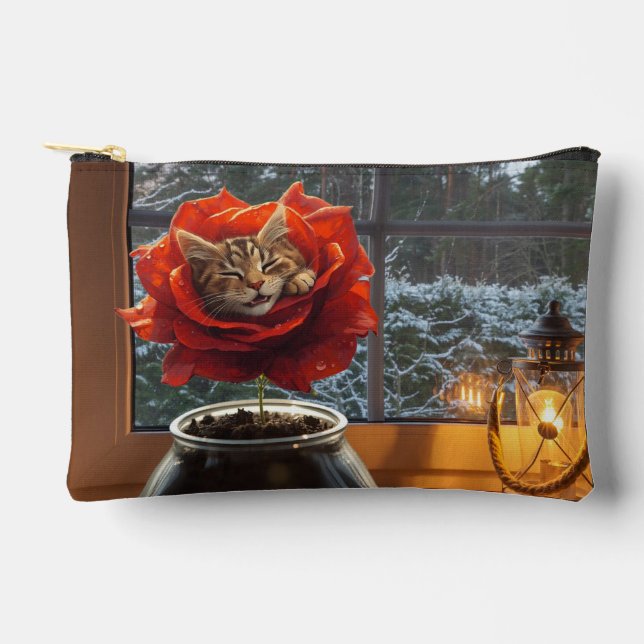 Rose Cat Dream  Accessory Pouch (Front)