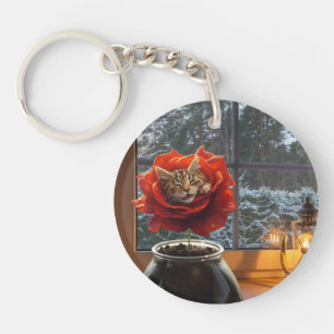 Rose Cat Dream  Key Ring