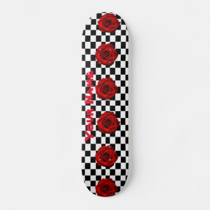 Rose Checker Design Skateboard