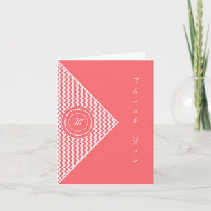 Rose Chevron Monogrammed Thank You Card