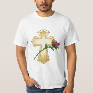 Rose Christian Cross T-Shirt