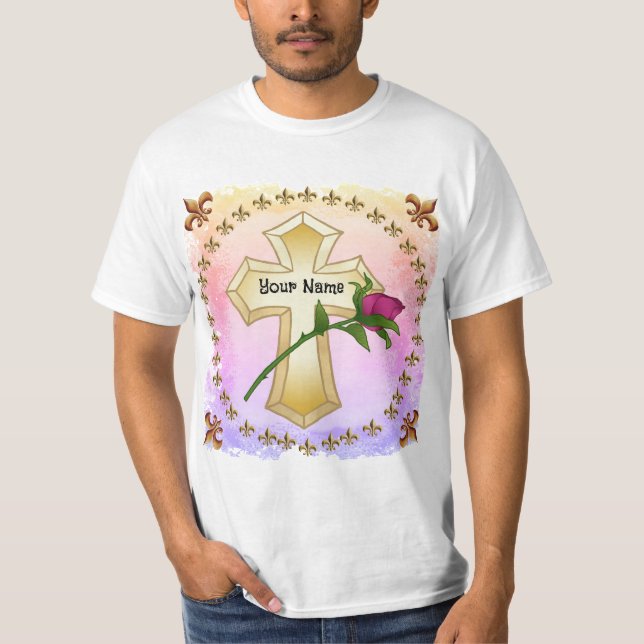 Rose Christian Cross T-Shirt  (Front)