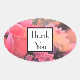 Rose Chrysanthemum Thank You Wedding Gift Sticker