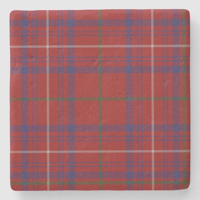 Rose Clan Tartan Plaid Stone Coaster (Front)