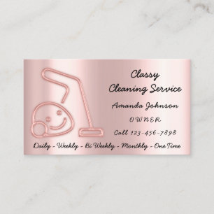 Rose Classy Cleaning Services Maid Vacuum Cleaner Business Card