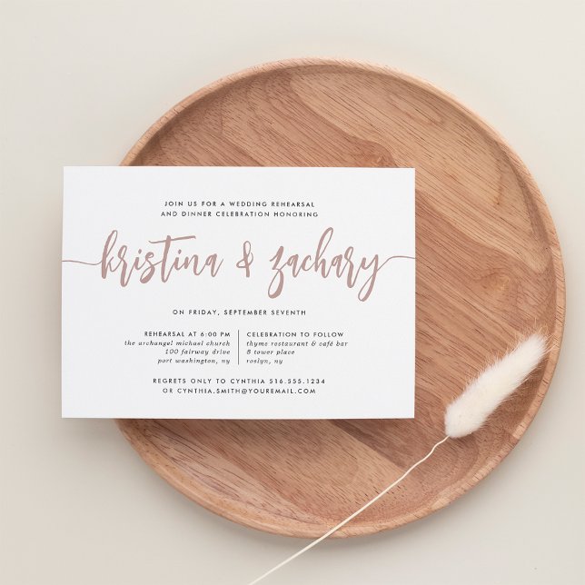 Rose Clay | Modern Signature Rehearsal Dinner Invitation (Creator Uploaded)