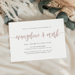 Rose Clay Modern Signature Script Engagement Party Invitation