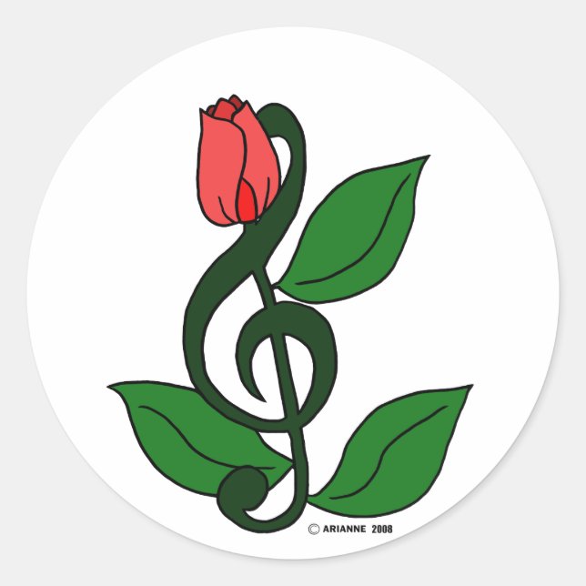 Rose Clef Classic Round Sticker (Front)