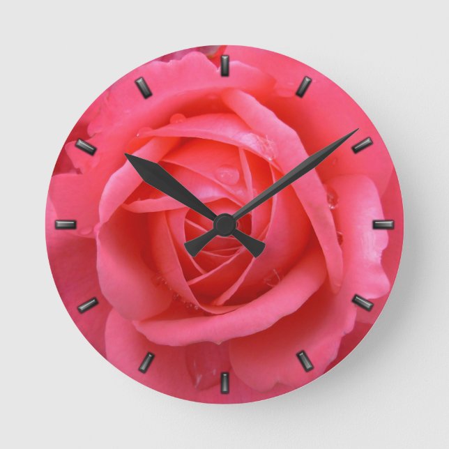Rose Clock Red Rose Flower Wall Clock Rose Decor (Front)