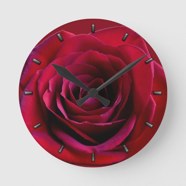 Rose Clock Red Rose Flower Wall Clock Rose Decor (Front)