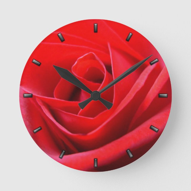 Rose Clock Red Rose Flower Wall Clock Rose Decor (Front)