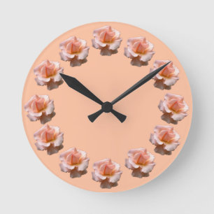 Rose Clock Wildrose Wall Clock Peach Rose Clock