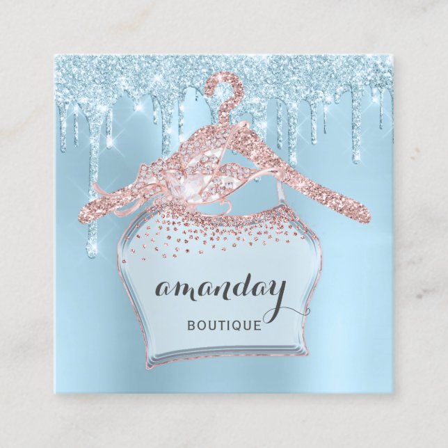 Rose Closet Cloth Hanger Dress  Boutique Drips Square Business Card (Front)