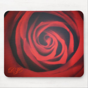 Rose closeup with initials mouse mat