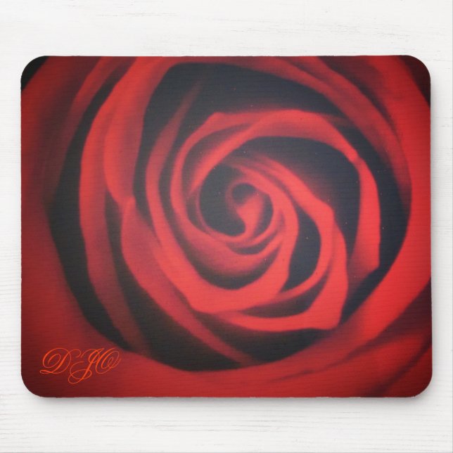 Rose closeup with initials mouse mat (Front)