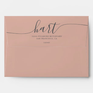 Rose Cloud with Black Script Return Address Envelope