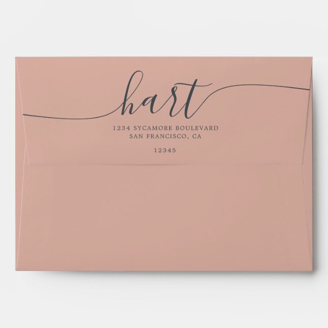 Rose Cloud with Black Script Return Address Envelope (Back (Top Flap))