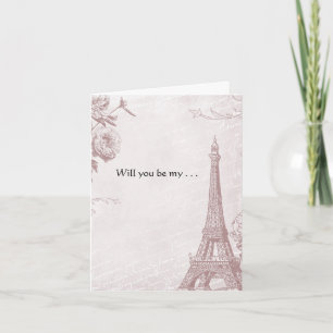 Rose Colour Vintage Eiffel Tower Will You Be My Invitation
