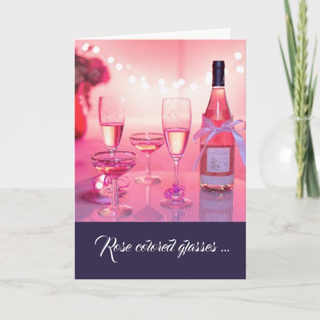 Rose Coloured Glasses Thank You Card, Customisable (Front)