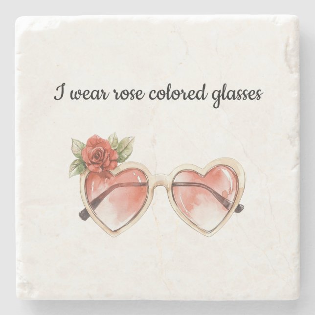 Rose Coloured Sunglasses Stone Coaster (Front)
