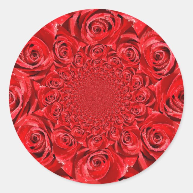 Rose-Coloured World: Floral Fantasy Classic Round Sticker (Front)