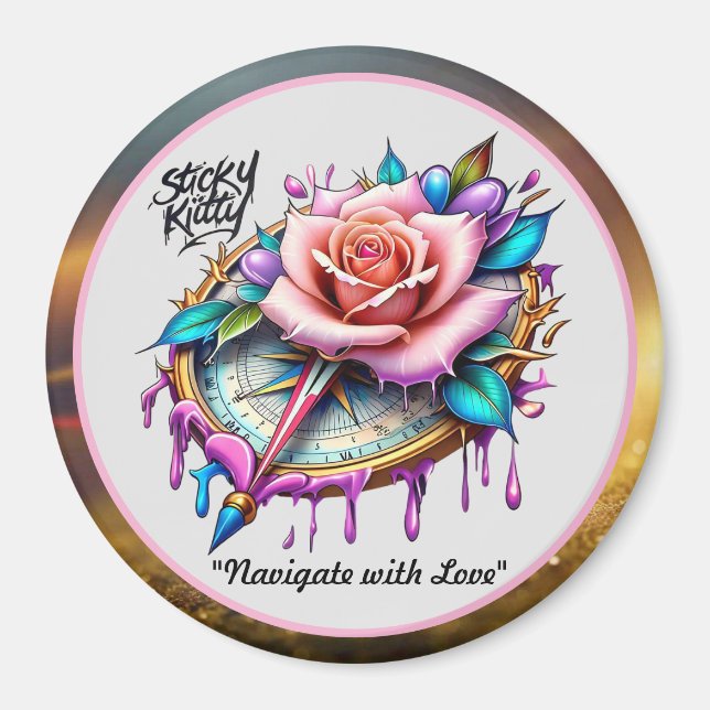 "Rose Compass: A Symbol of Love and Bliss" Magnet (Front)