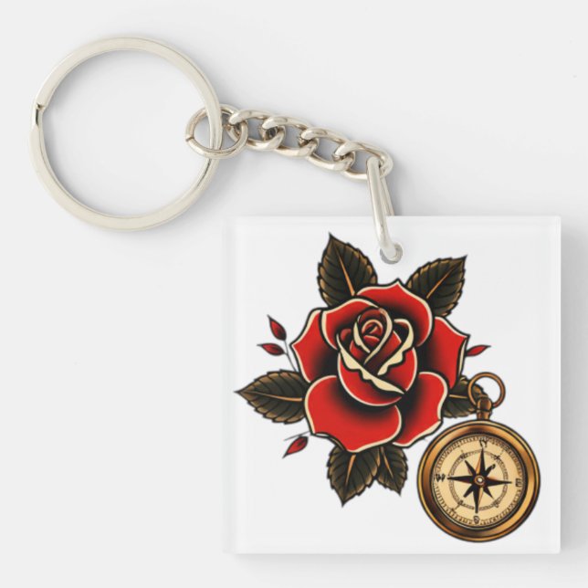 Rose Compass of Bliss Key Ring (Front)