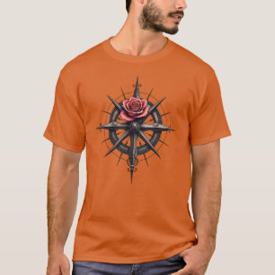 Rose Compass of Mystique – Tattoo - Style Symbol T-Shirt