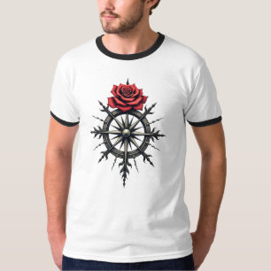 Rose Compass of Mystique – Tattoo Style Symbol T-Shirt