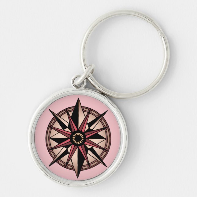 rose compass star key ring (Front)