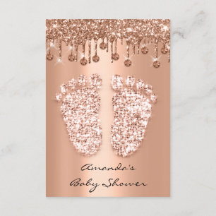Rose Copper  Baby Girl Boy Shower Feet Drips Invitation