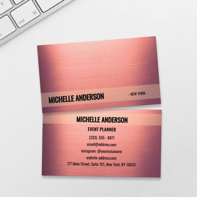 Rose Copper Minimalist Professional Business Card (Creator Uploaded)