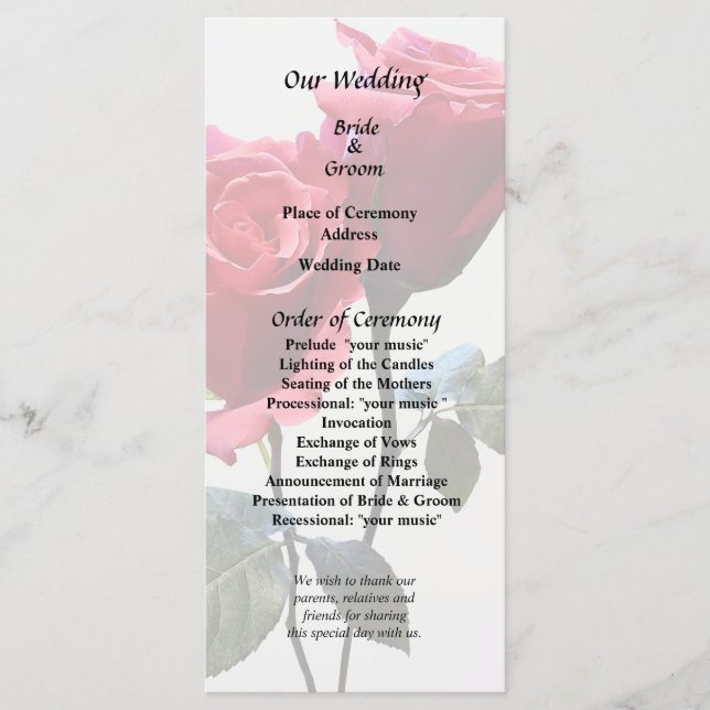 Rose Couple Programme (Front)