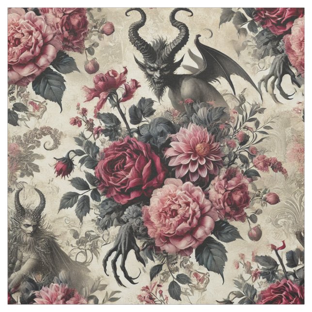Rose Crematory – Gothic Statement Tile Fabric (Swatch)