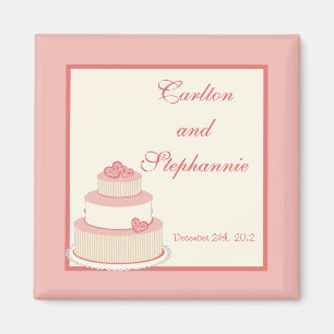 Rose/Creme Wedding Cake Magnet Favour