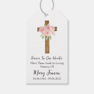 Rose Cross Memorial Funeral Seed Packet  Gift Tags
