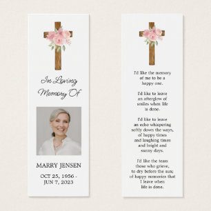 Rose Cross Photo Funeral Bookmark