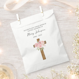 Rose Cross Seed Packet Funeral Favor Bag